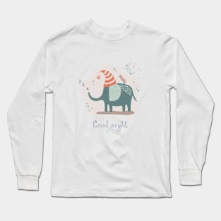 Cute hand drawn sleeping elephant in simple childish style Long Sleeve T-Shirt